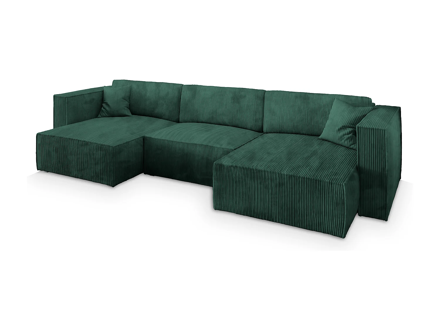 Canapé d'angle SARMO Vert Sapin en velours côtelé avec fonction de couchage