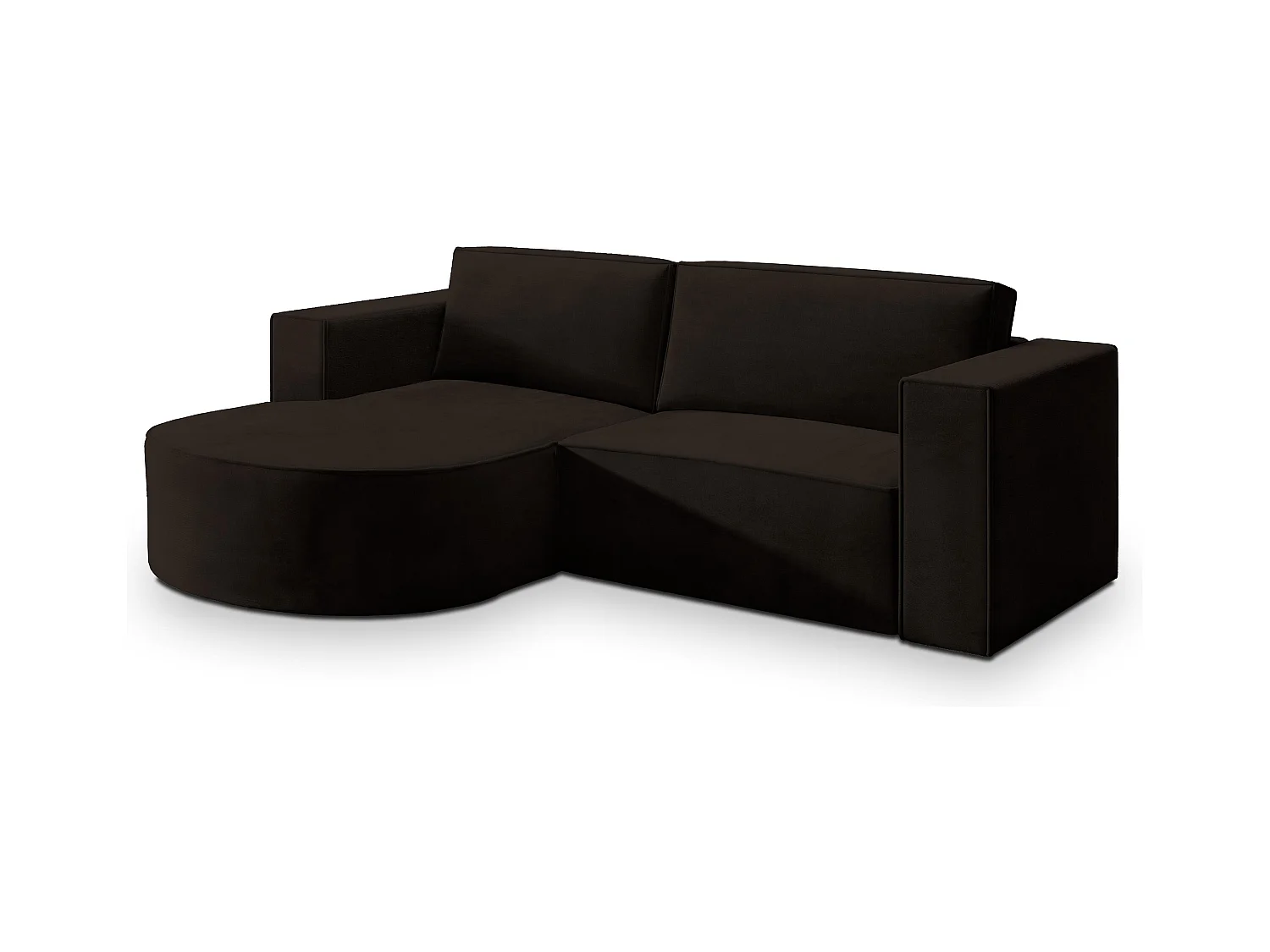 Canapé d'angle SORELA Marron en velours avec fonction de couchage