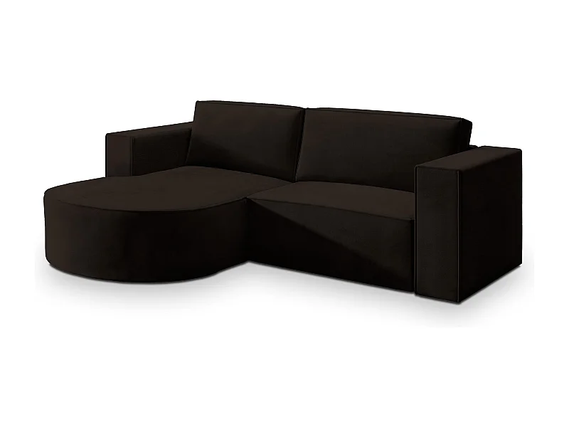 Canapé d'angle SORELA Marron en velours avec fonction de couchage