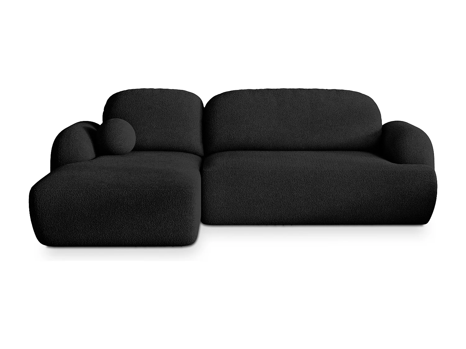 Canapé d'angle MODENZA Noir en bouclé avec fonction de couchage