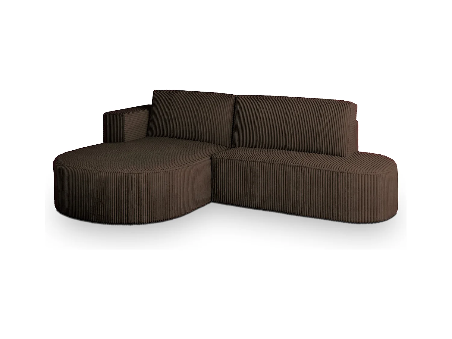 Canapé d'angle CORTIO Marron en velours côtelé avec fonction de couchage