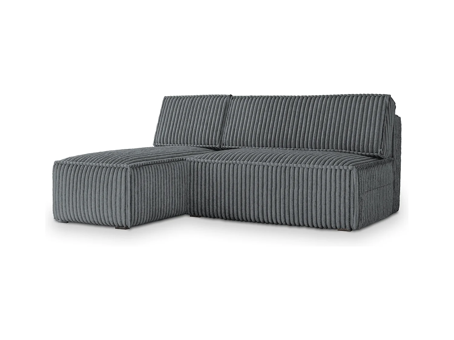 Canapé d'angle BRISO Gris en velours côtelé avec fonction de couchage