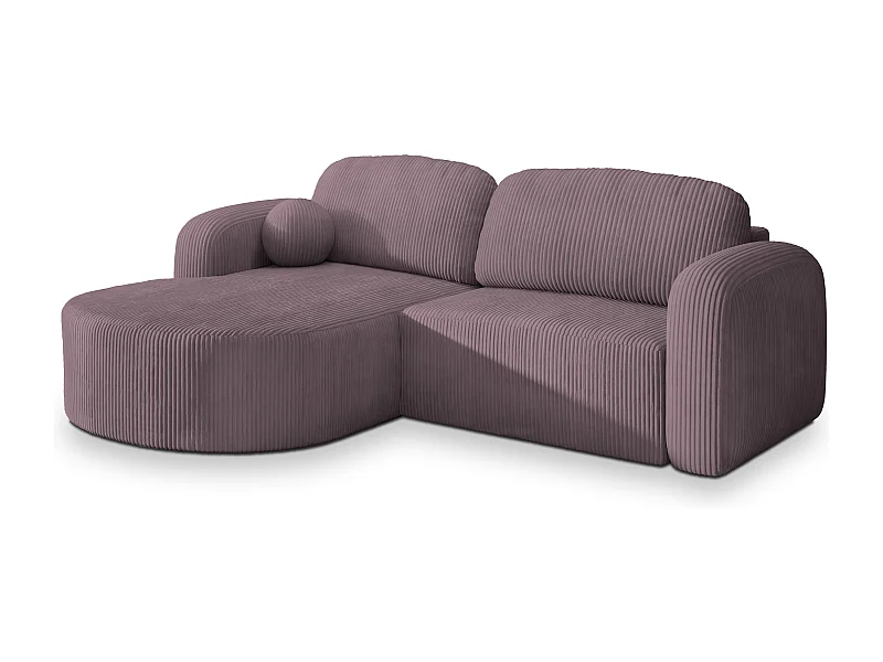 Canapé d'angle AMILIA Parme en velours côtelé avec fonction de couchage