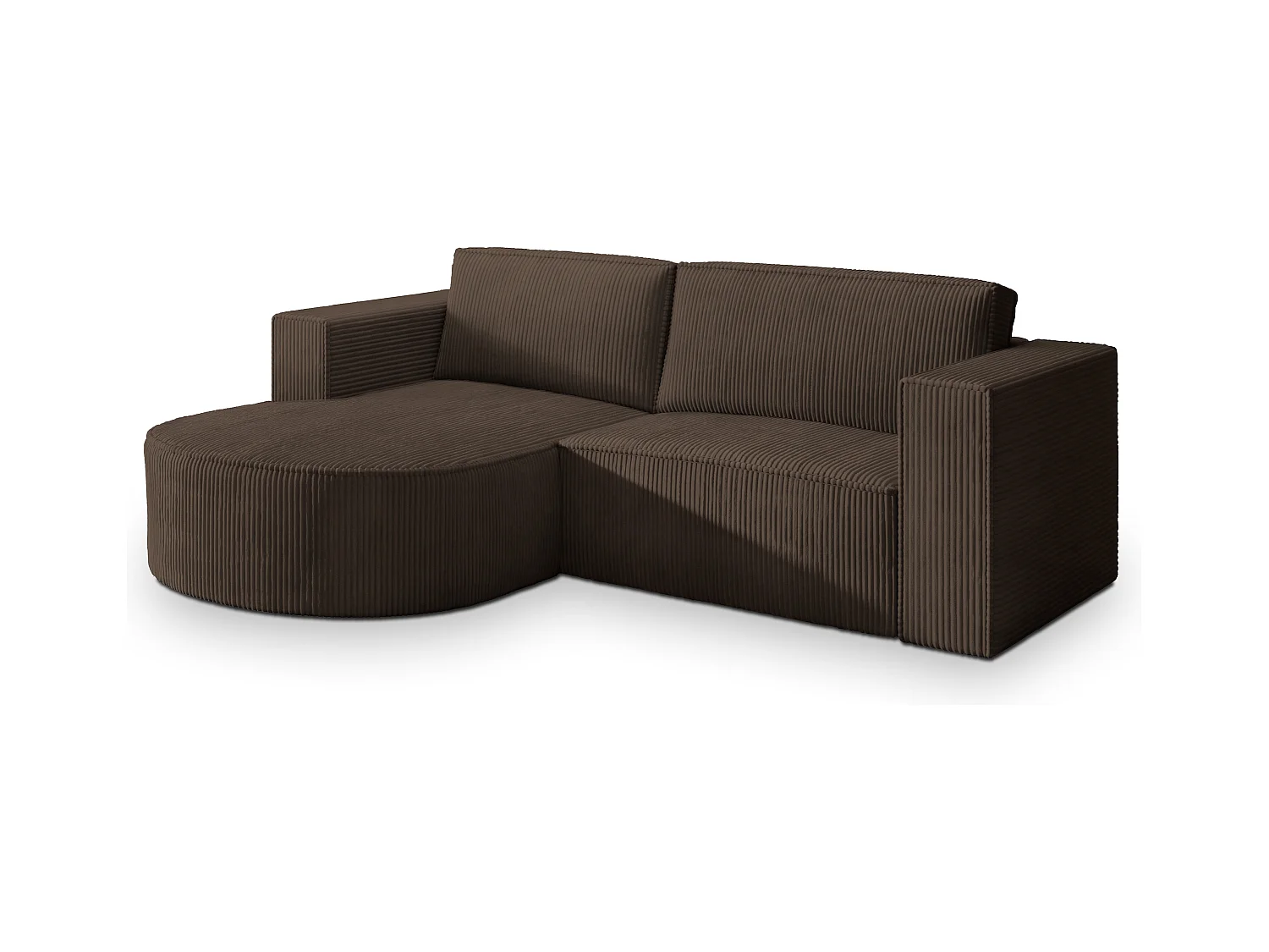 Canapé d'angle SORELA Marron en velours côtelé avec fonction de couchage