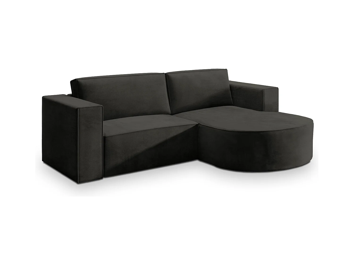 Canapé d'angle SORELA Noir en velours avec fonction de couchage