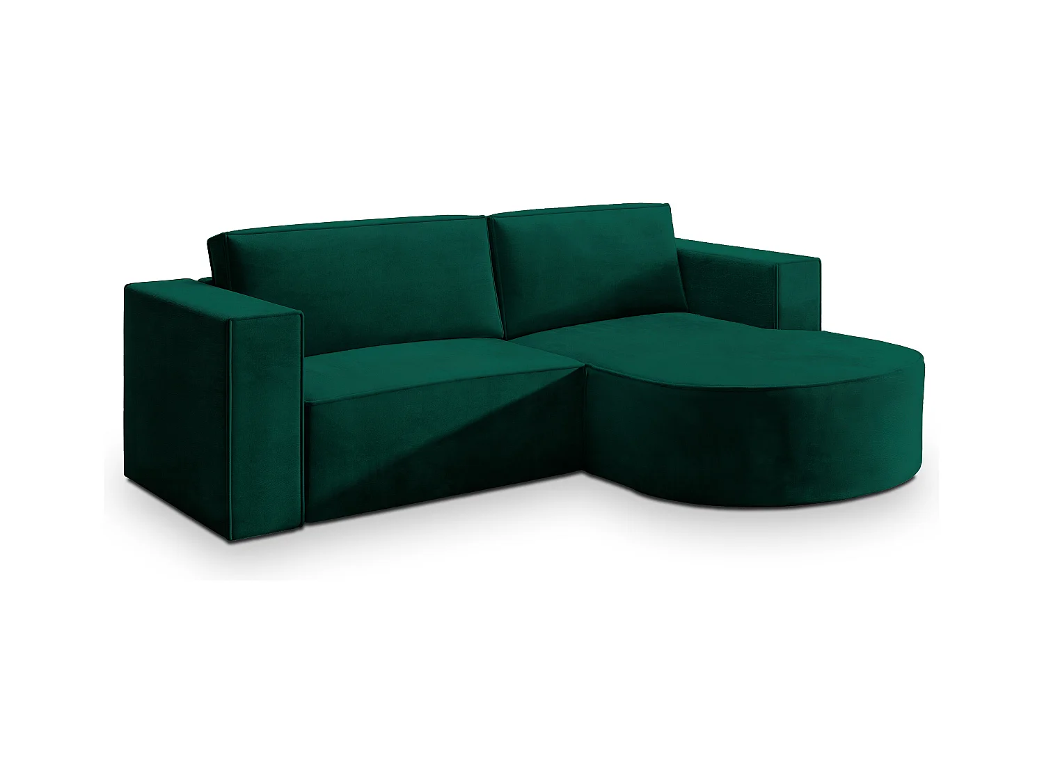 Canapé d'angle SORELA Vert Sapin en velours avec fonction de couchage