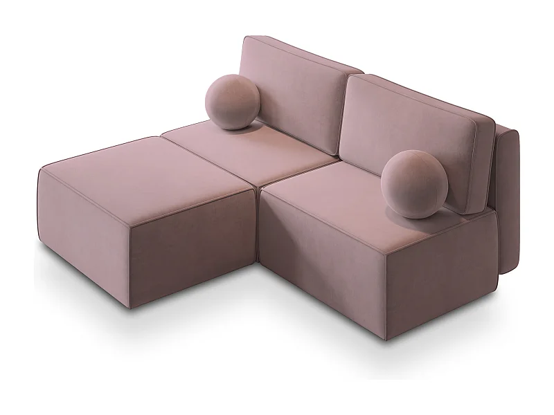 Canapé d'angle VARNA Parme en velours avec fonction de couchage