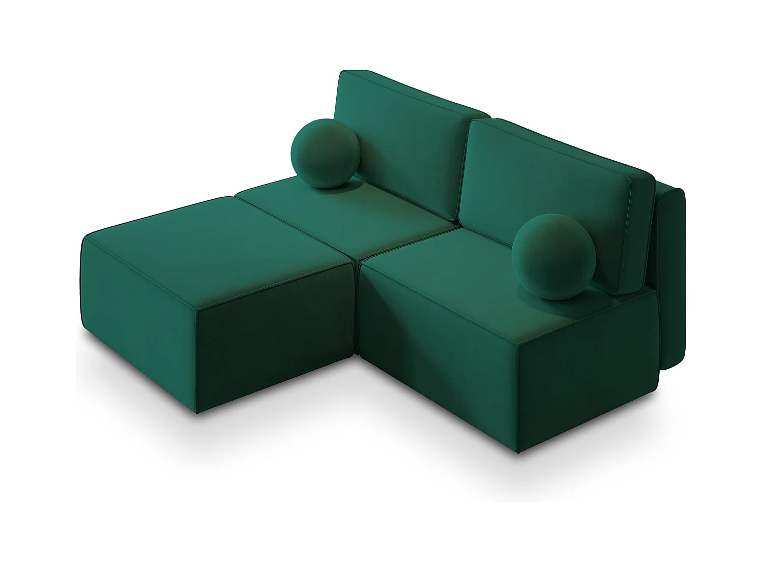 Canapé d'angle VARNA Vert Sapin en velours avec fonction de couchage