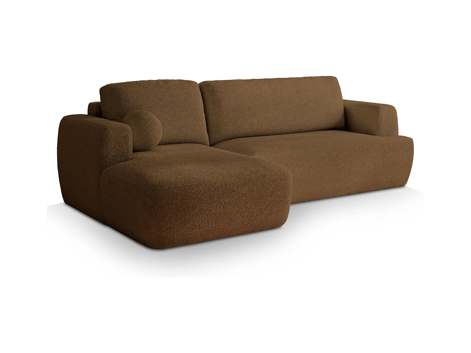 Canapé d'angle SENTI Marron en bouclé avec fonction de couchage