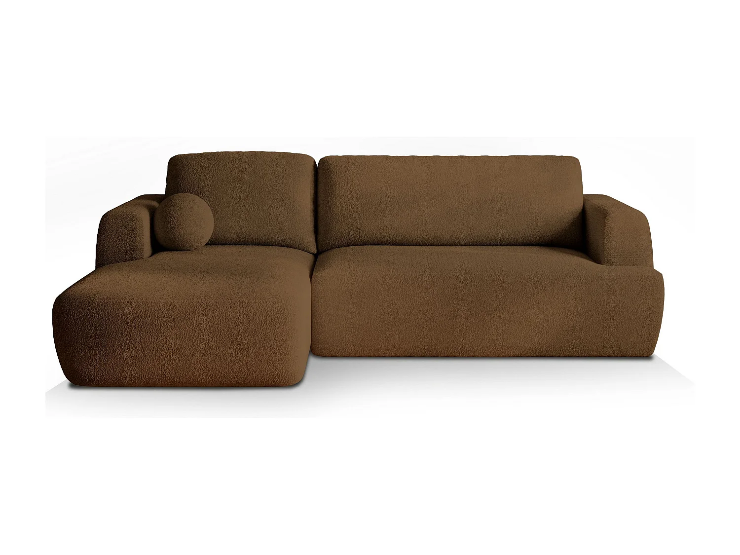 Canapé d'angle SENTI Marron en bouclé avec fonction de couchage