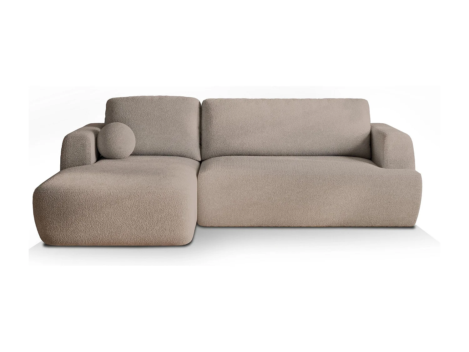 Canapé d'angle SENTI Beige en bouclé avec fonction de couchage