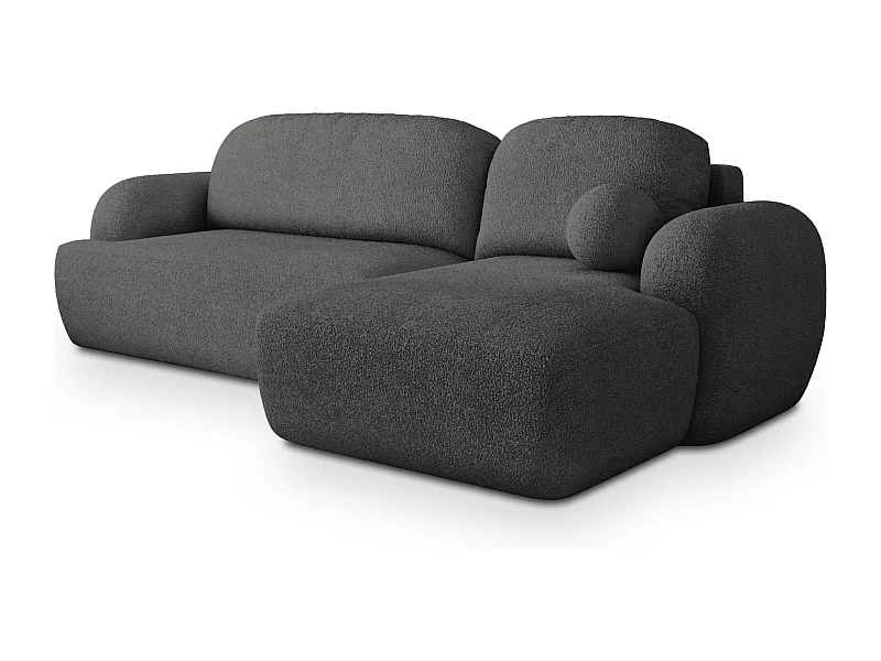 Canapé d'angle MODENZA Gris en bouclé avec fonction de couchage