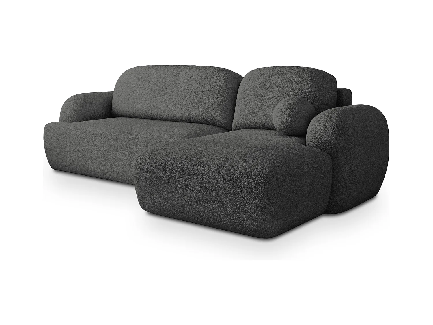 Canapé d'angle MODENZA Gris en bouclé avec fonction de couchage