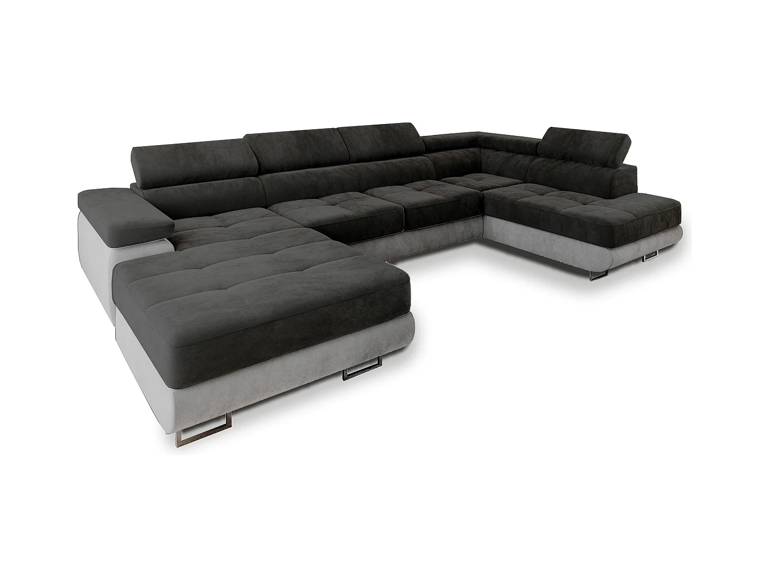 Canapé d'angle CASONE Noir en velours avec fonction de couchage