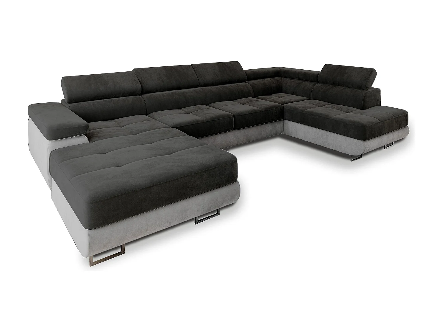 Canapé d'angle CASONE Noir en velours avec fonction de couchage