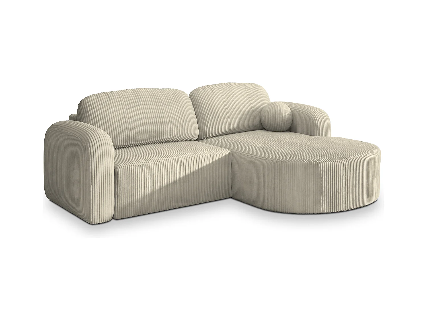 Canapé d'angle AMILIA Crème en velours côtelé avec fonction de couchage