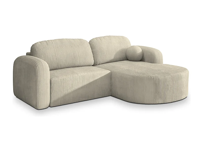 Canapé d'angle AMILIA Crème en velours côtelé avec fonction de couchage