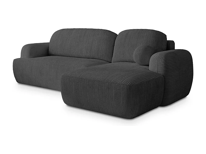 Canapé d'angle MODENZA Gris anthracite en velours côtelé avec fonction de couchage