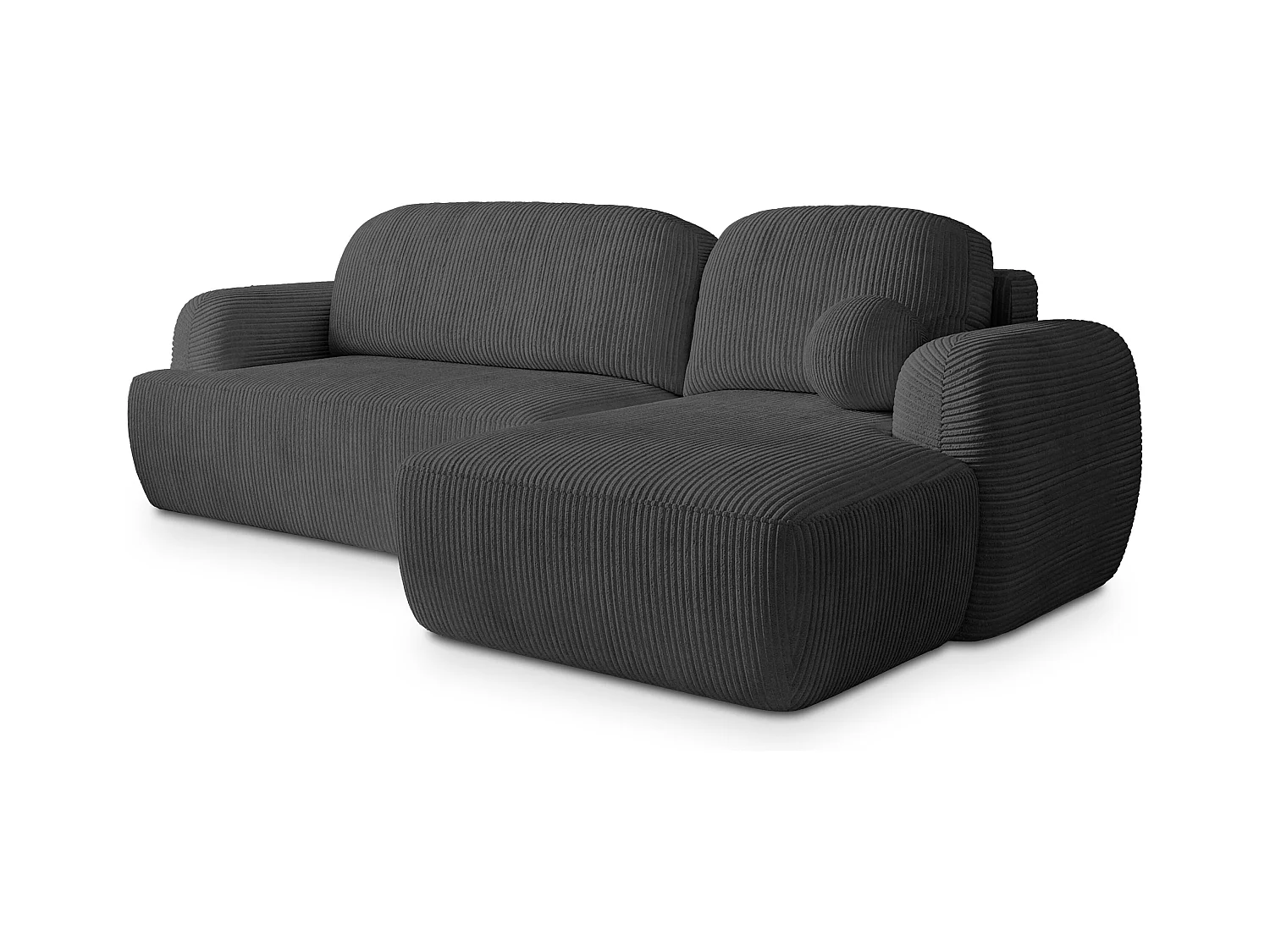 Canapé d'angle MODENZA Gris anthracite en velours côtelé avec fonction de couchage