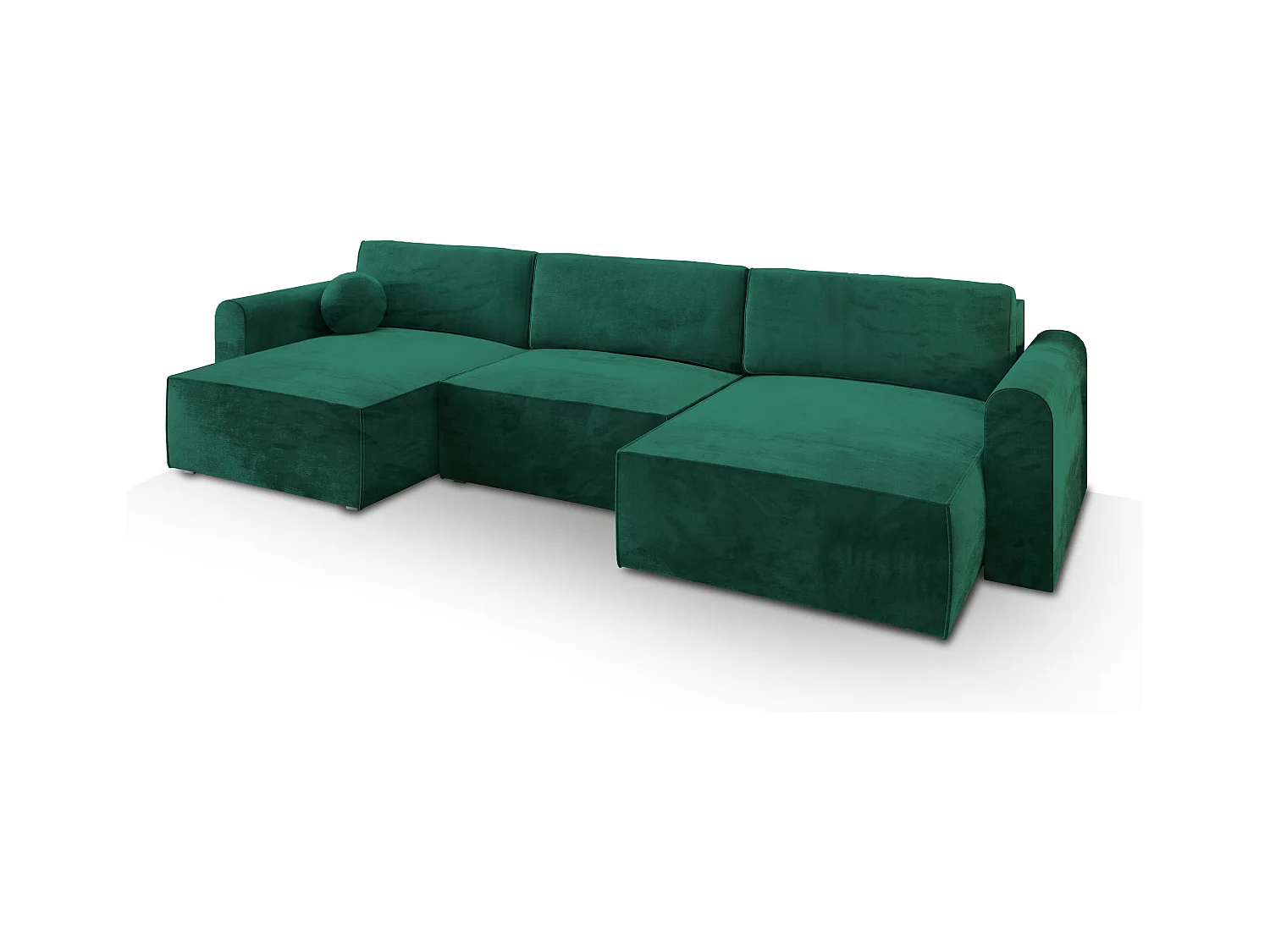 Canapé d'angle FENTO Vert Sapin en velours avec fonction de couchage