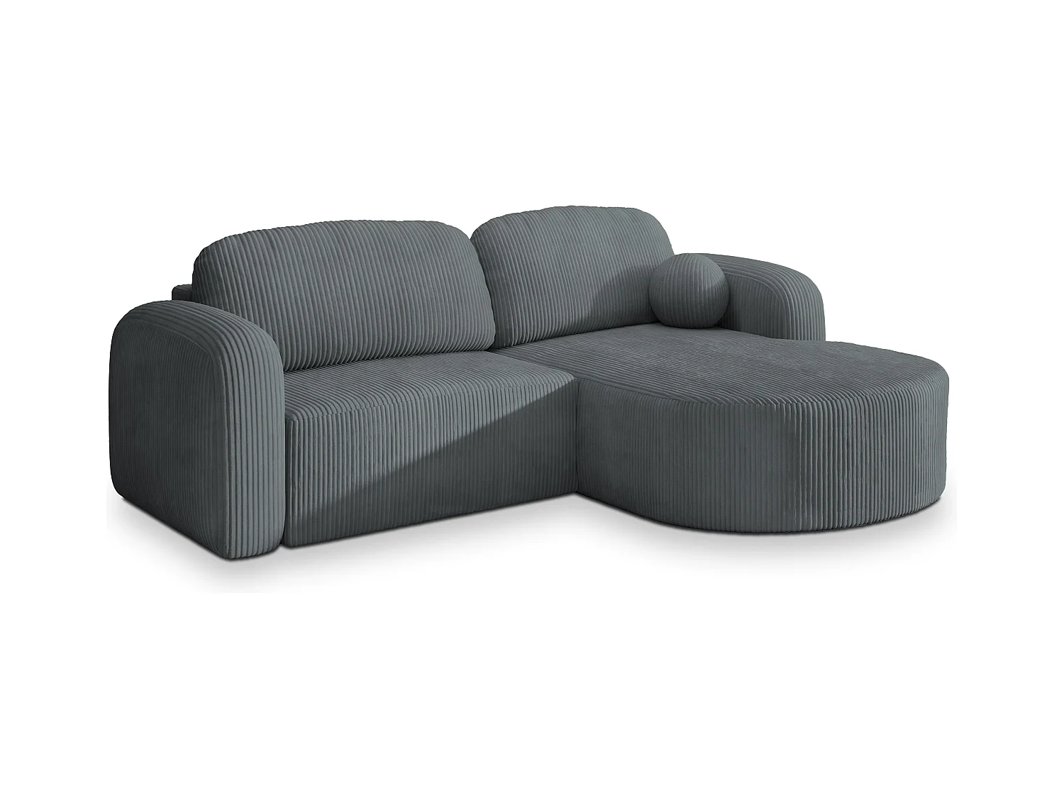 Canapé d'angle AMILIA Gris en velours côtelé avec fonction de couchage