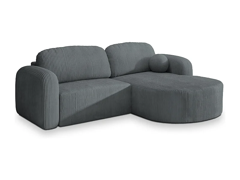 Canapé d'angle AMILIA Gris en velours côtelé avec fonction de couchage