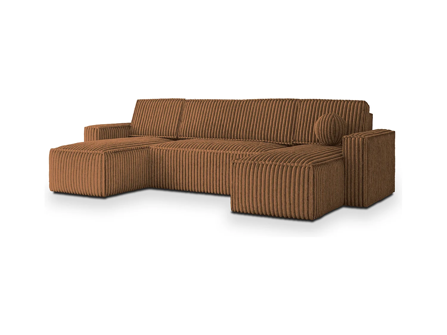 Canapé d'angle PESANO Cuivré en velours côtelé avec fonction de couchage