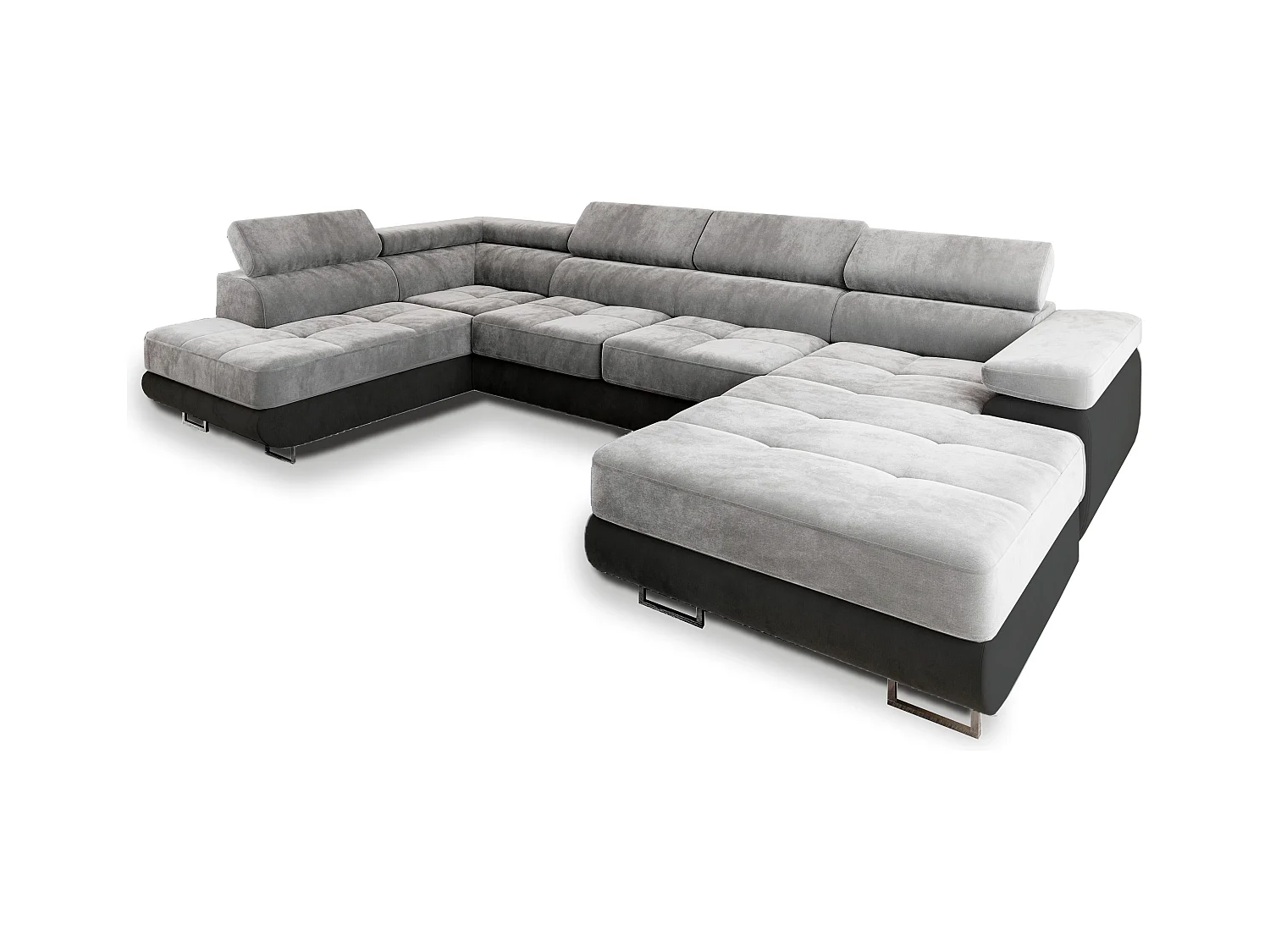 Canapé d'angle CASONE Gris clair en velours avec fonction de couchage