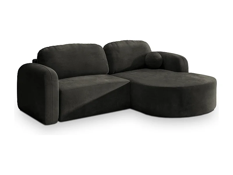 Canapé d'angle AMILIA Noir en velours avec fonction de couchage