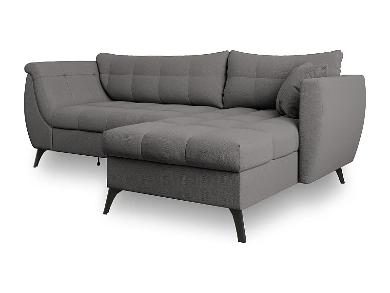Canapé d'angle MOLLIS Gris en tissu texturé avec fonction de couchage