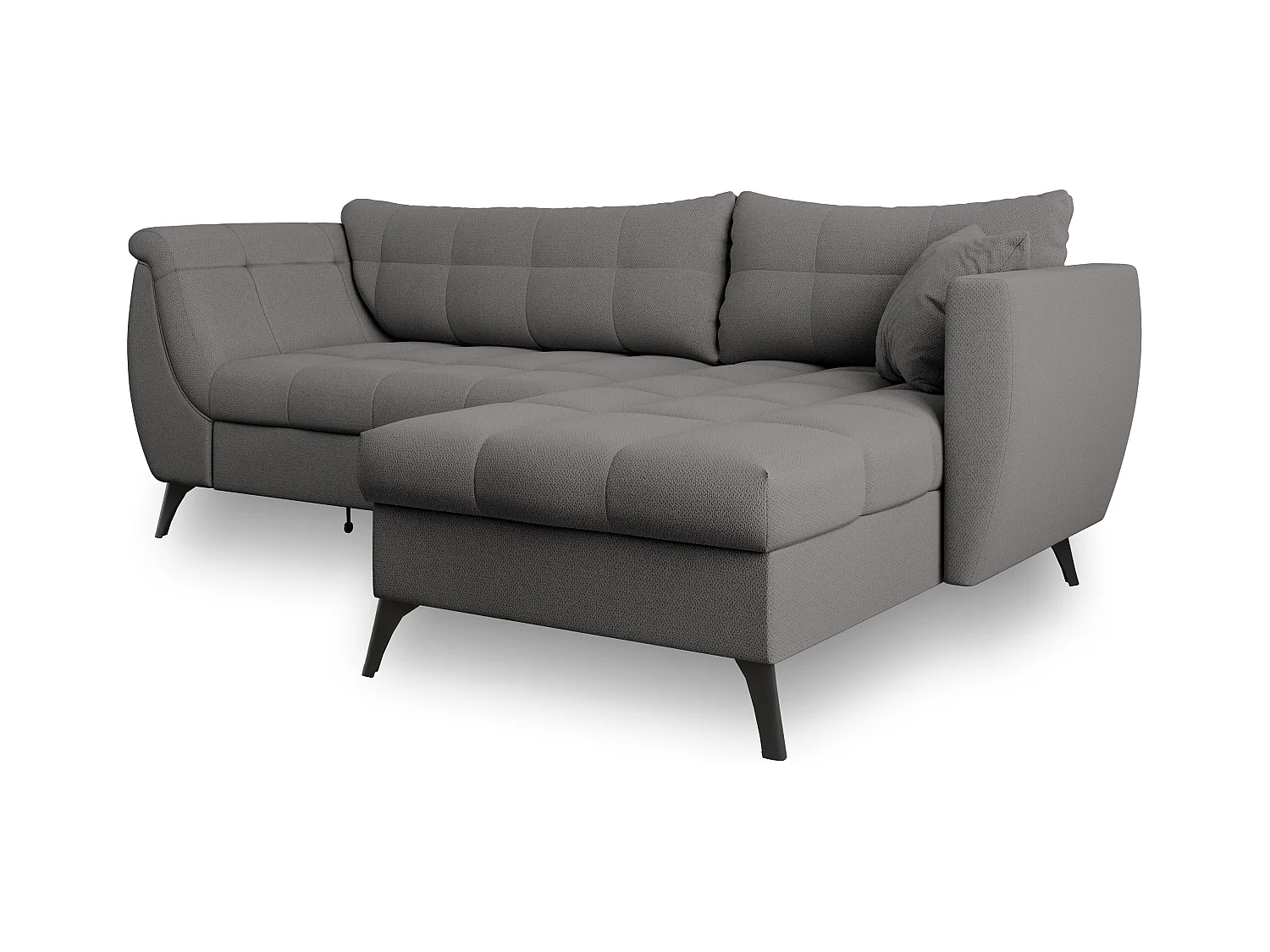 Canapé d'angle MOLLIS Gris en tissu texturé avec fonction de couchage