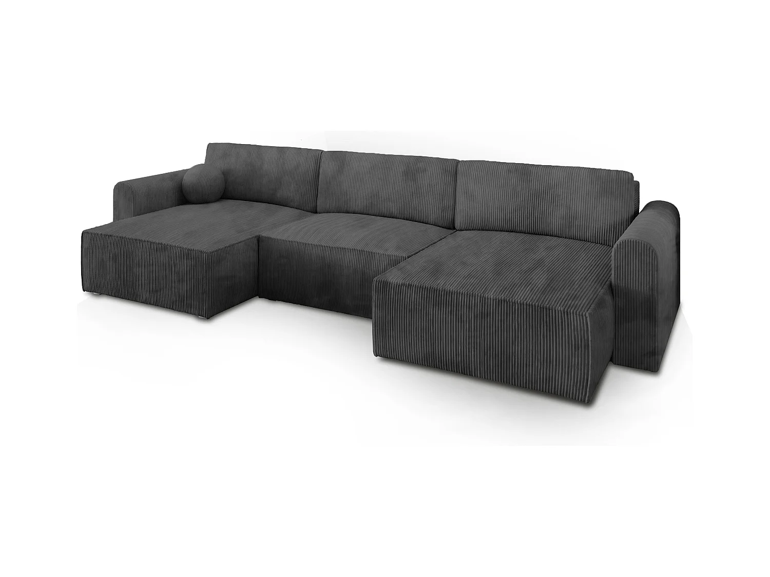 Canapé d'angle FENTO Gris anthracite en velours côtelé avec fonction de couchage