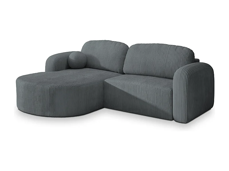 Canapé d'angle AMILIA Gris en velours côtelé avec fonction de couchage