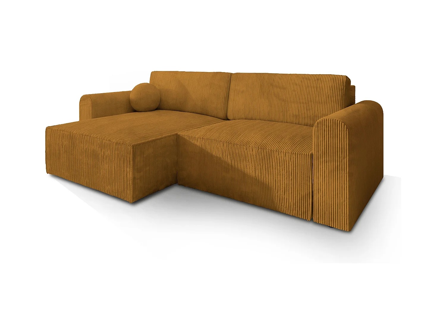 Canapé d'angle FIANO Jaune en velours côtelé avec fonction de couchage