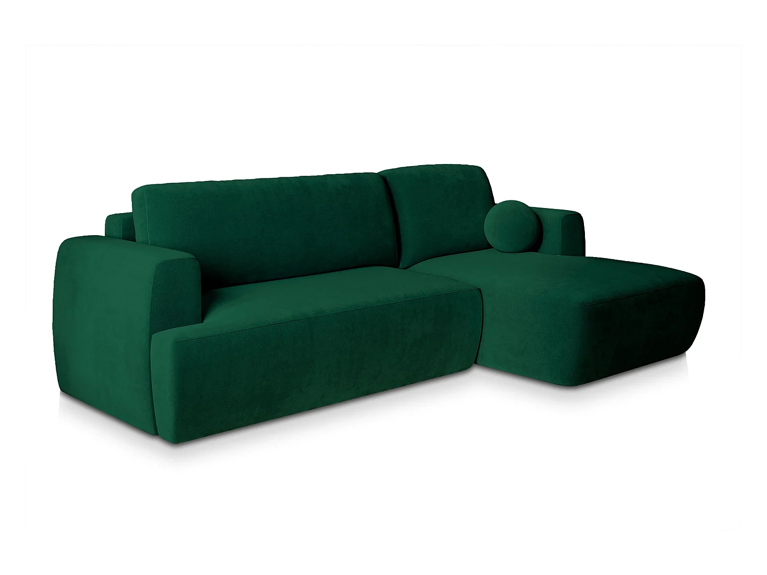 Canapé d'angle SENTI Vert Sapin en peluche avec fonction de couchage