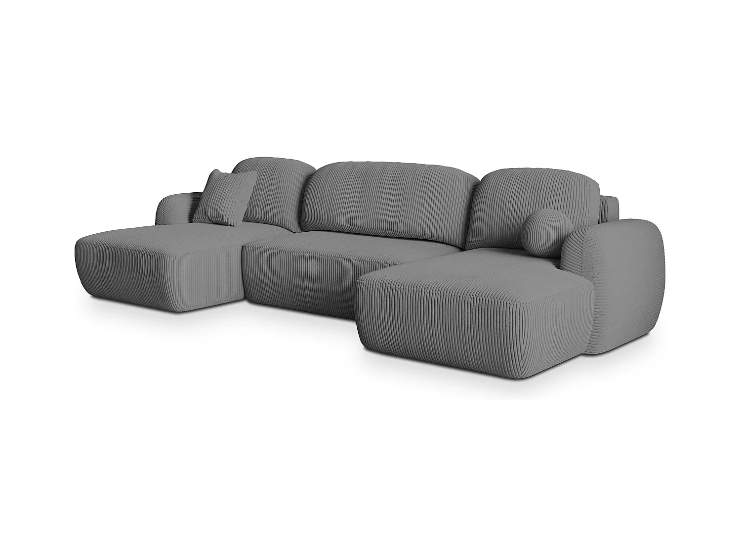 Canapé d'angle SAVONA Gris en velours côtelé avec fonction de couchage