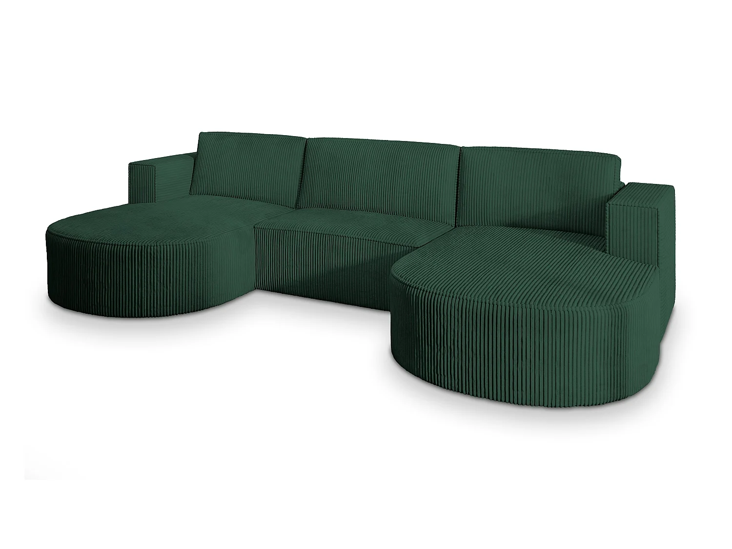 Canapé d'angle VEZZO Vert en velours côtelé avec fonction de couchage