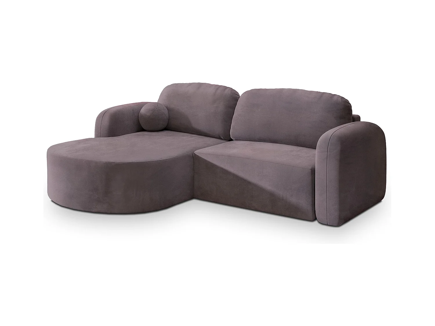 Canapé d'angle AMILIA Parme en velours avec fonction de couchage