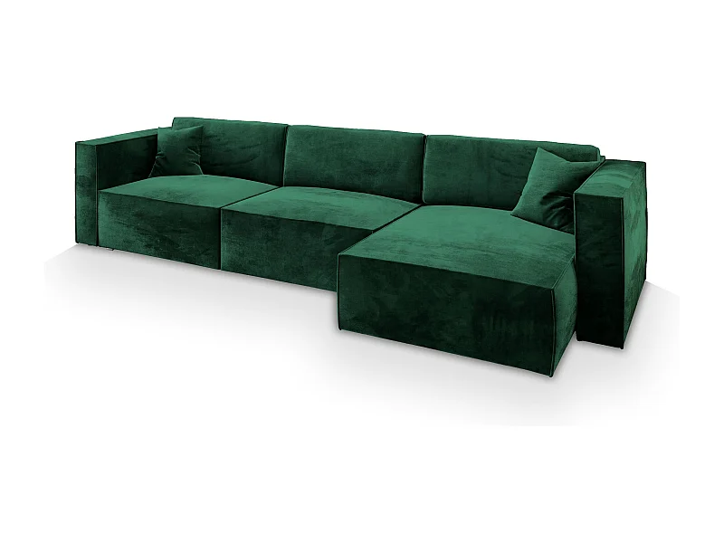 Canapé d'angle TOLMO Vert Sapin en velours avec fonction de couchage