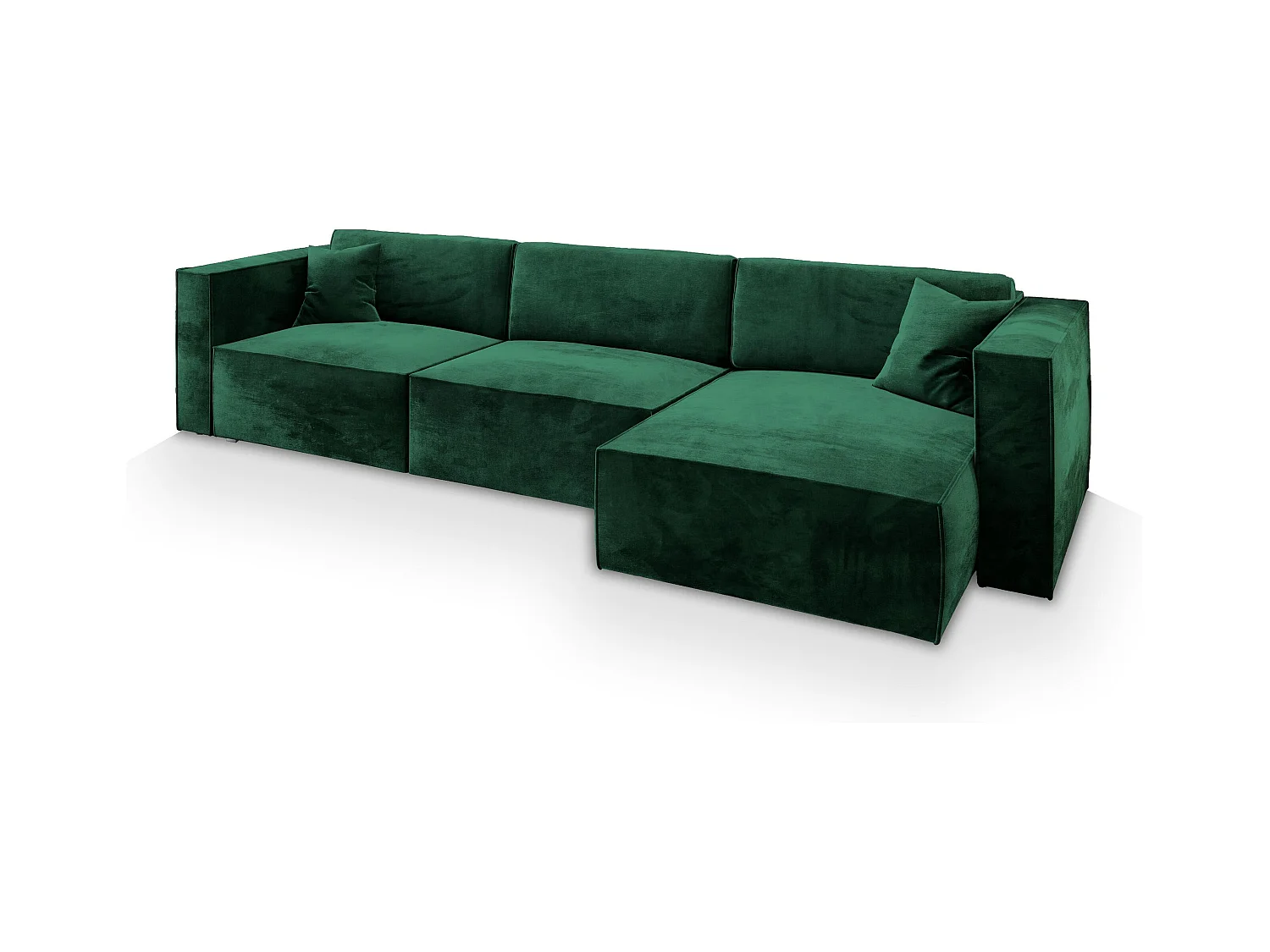 Canapé d'angle TOLMO Vert Sapin en velours avec fonction de couchage