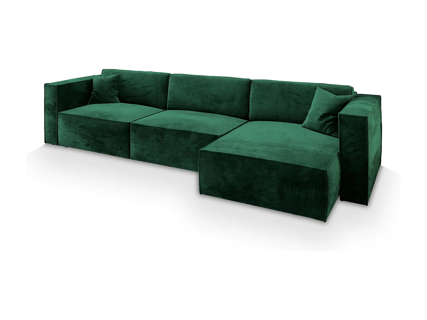 Canapé d'angle TOLMO Vert Sapin en velours avec fonction de couchage