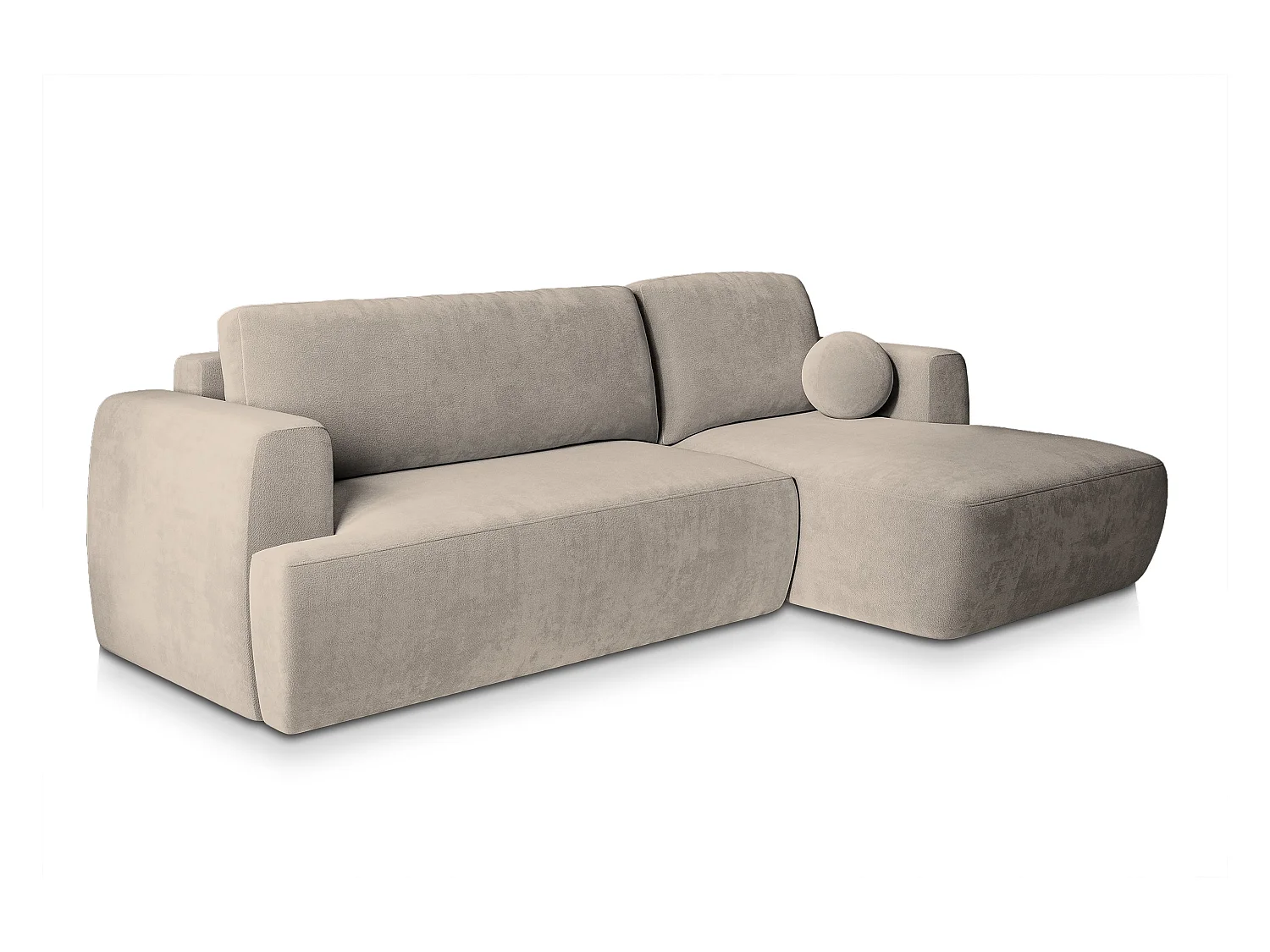 Canapé d'angle SENTI Beige en peluche avec fonction de couchage