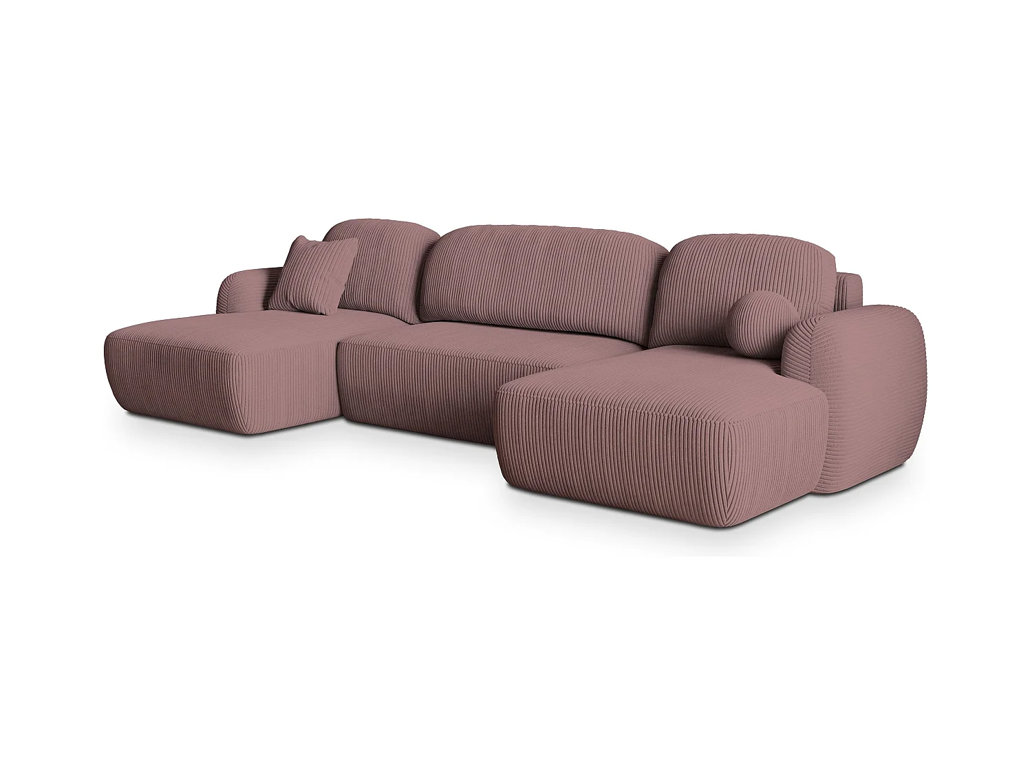 Canapé d'angle SAVONA Parme en velours côtelé avec fonction de couchage