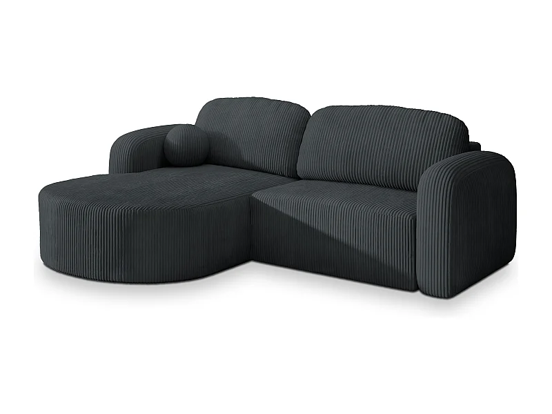 Canapé d'angle AMILIA Gris anthracite en velours côtelé avec fonction de couchage