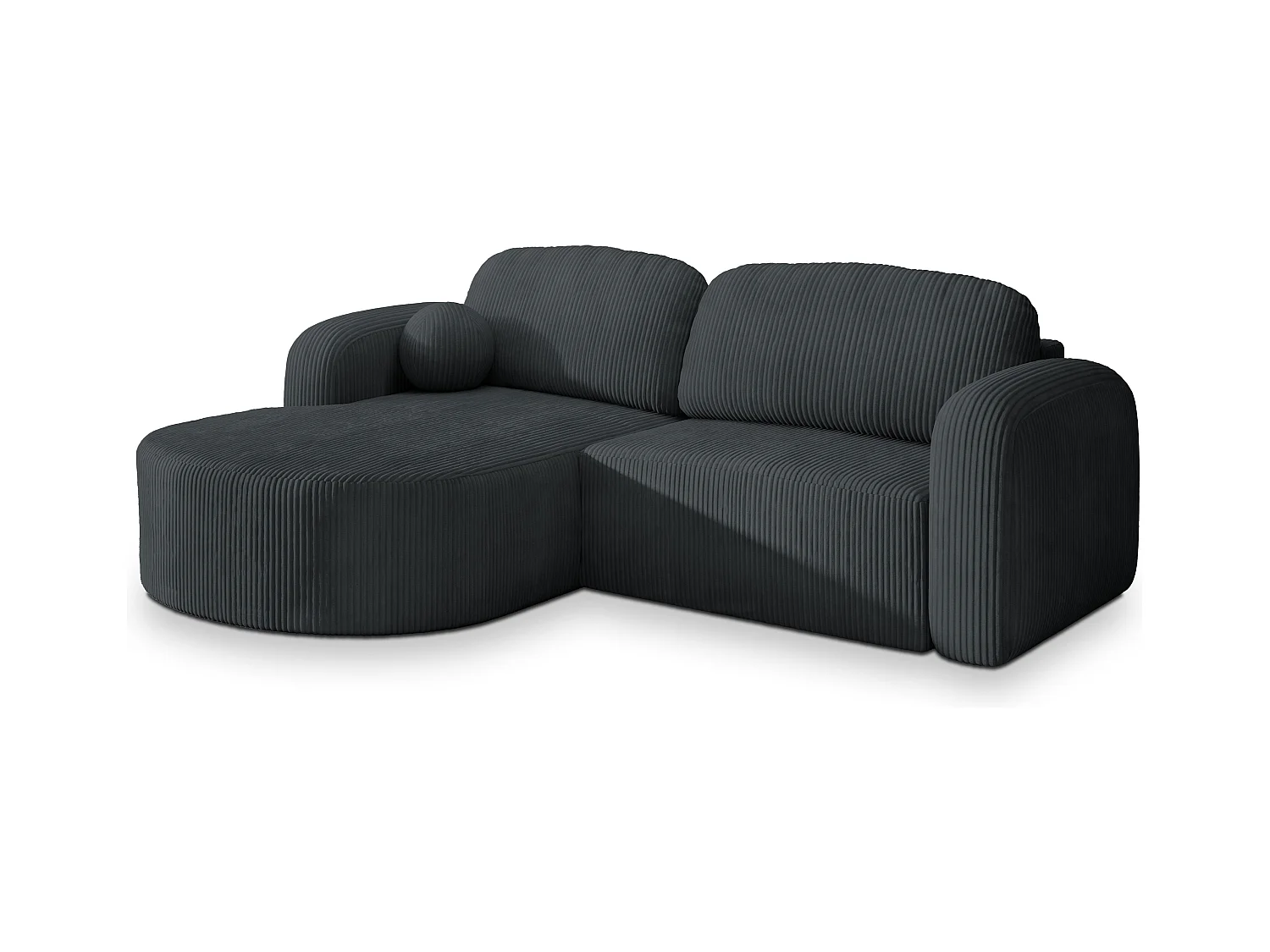 Canapé d'angle AMILIA Gris anthracite en velours côtelé avec fonction de couchage