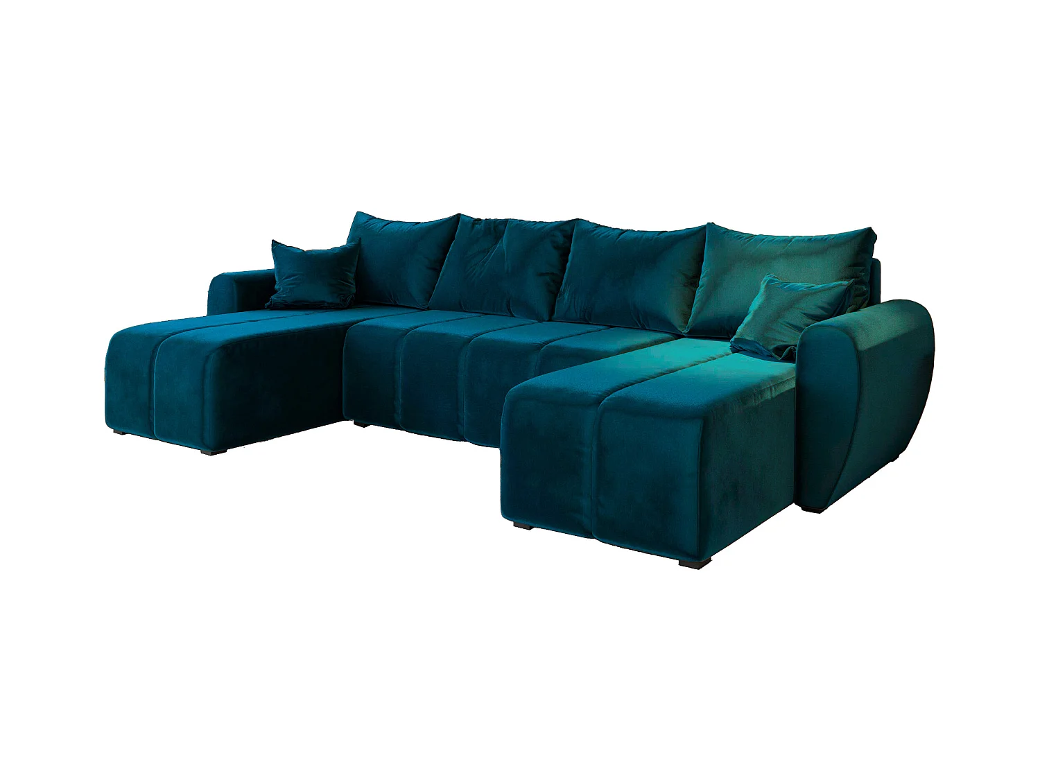 Canapé d'angle MADISON Bleu en peluche avec fonction de couchage