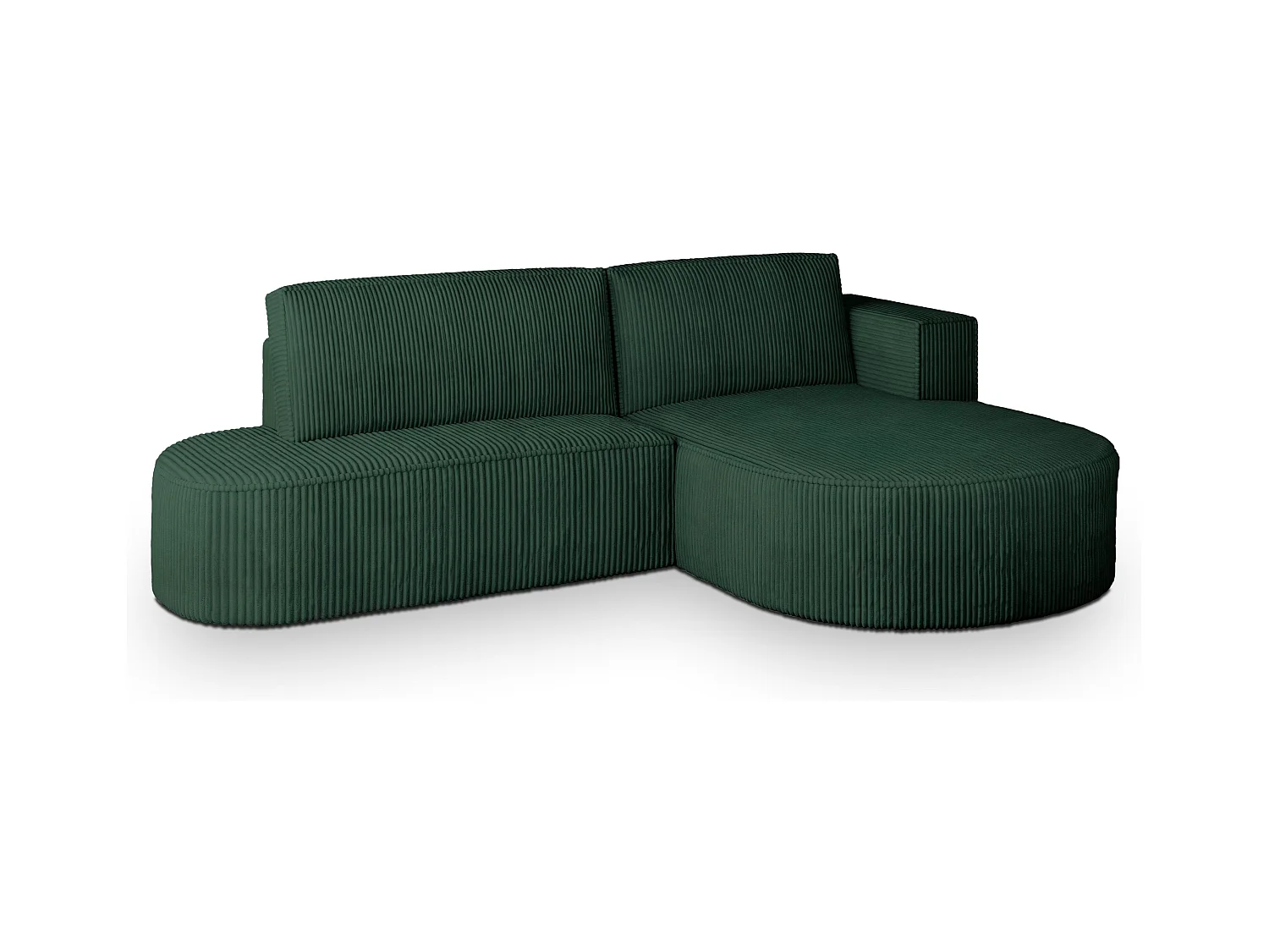 Canapé d'angle CORTIO Vert en velours côtelé avec fonction de couchage