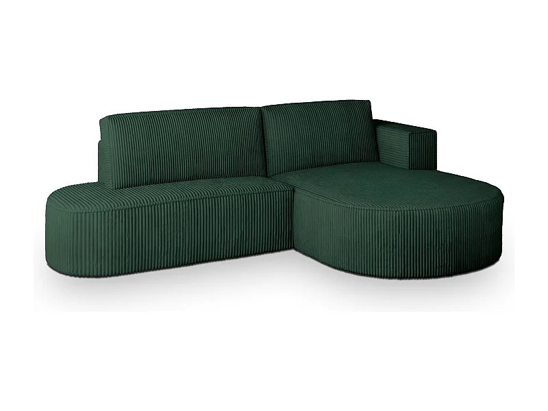 Canapé d'angle CORTIO Vert en velours côtelé avec fonction de couchage