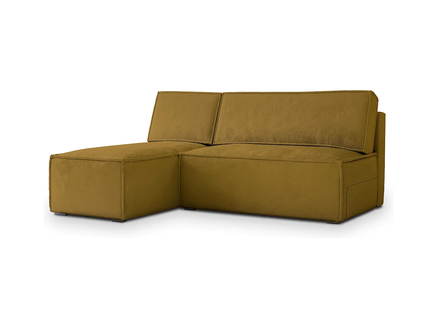 Canapé d'angle BRISO Jaune en velours avec fonction de couchage