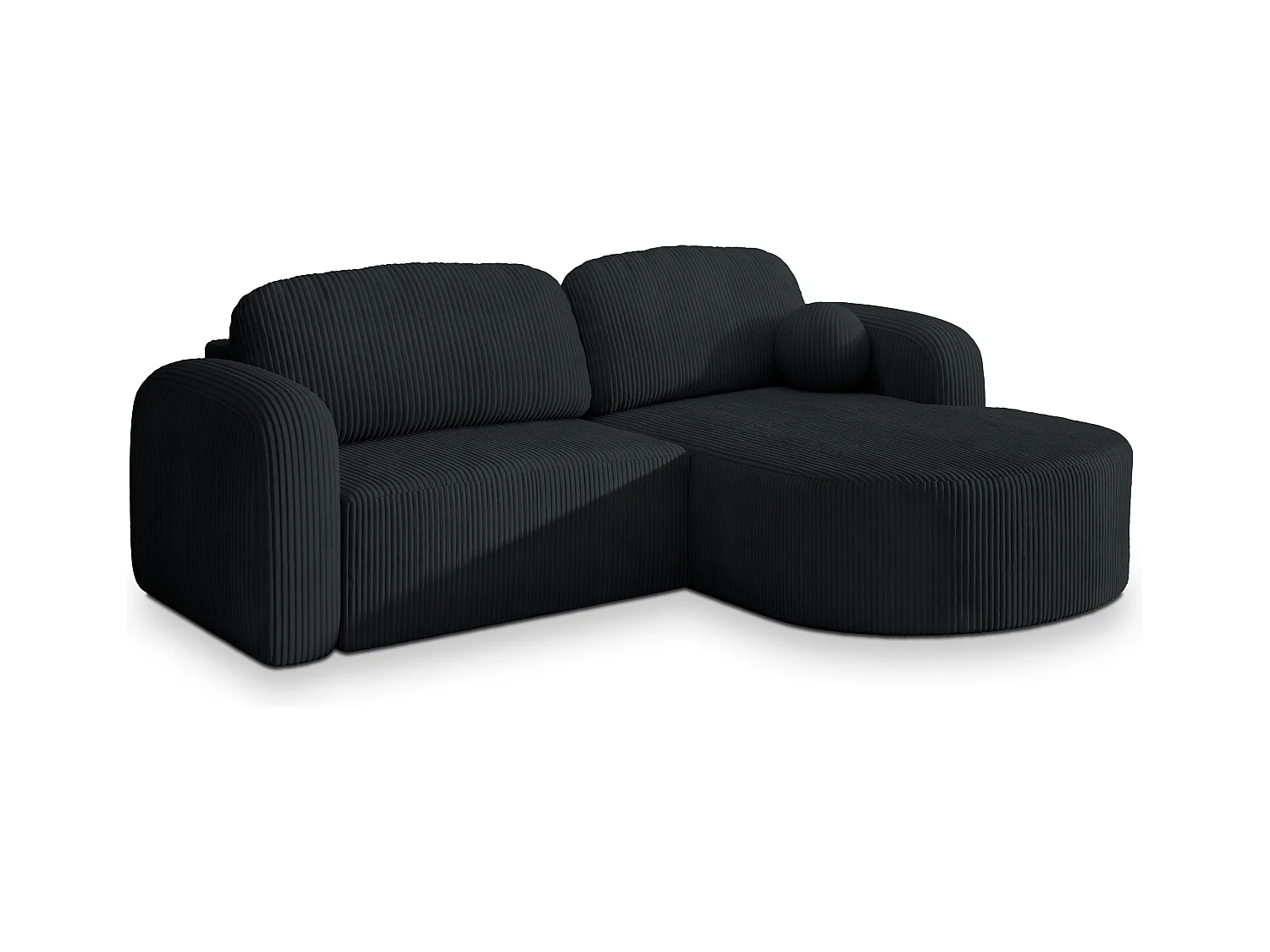 Canapé d'angle AMILIA Noir en velours côtelé avec fonction de couchage
